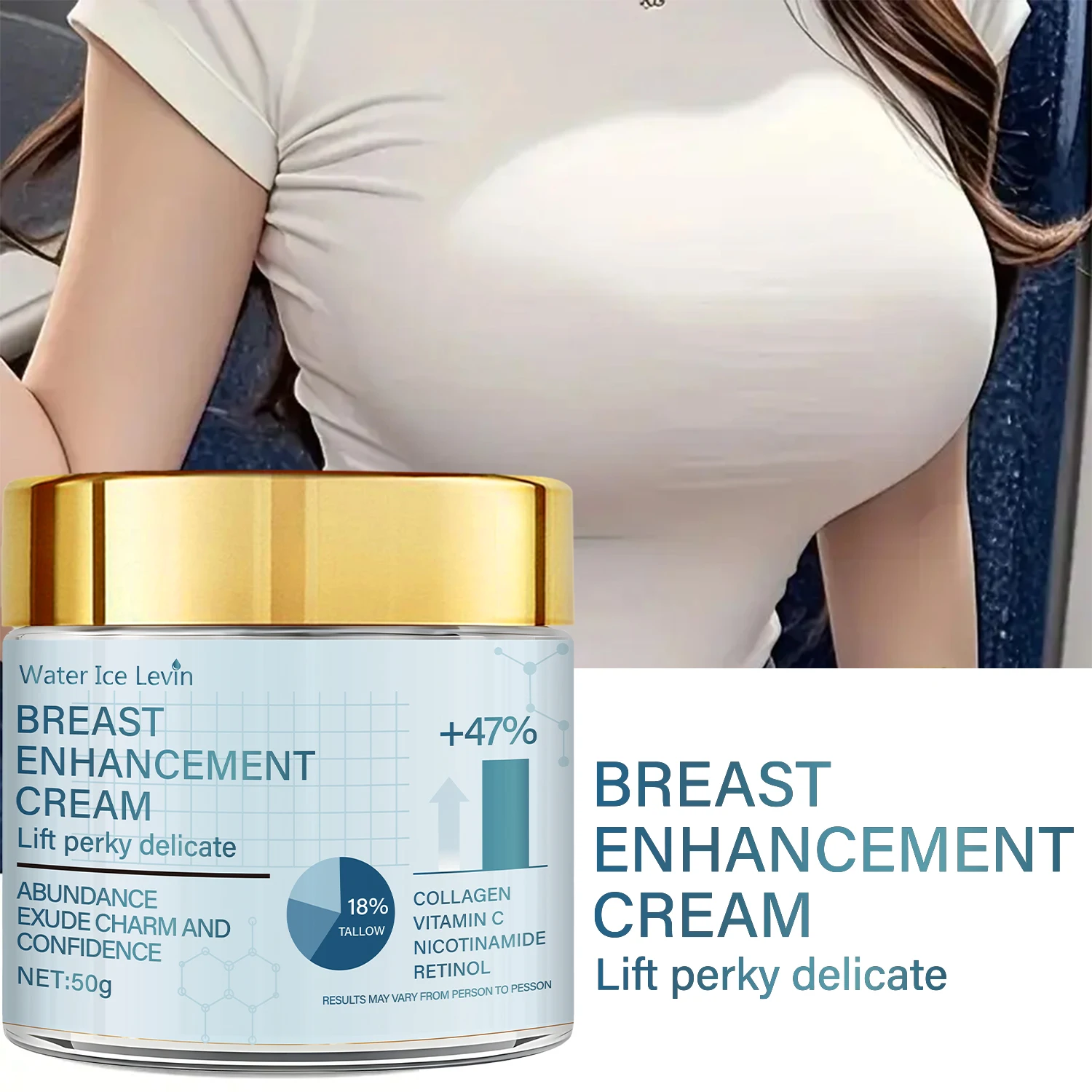 Breast Enhancement Cream with Collagen & Retinol, Lifting & Perking for a Confident Look, 47% Efficacy