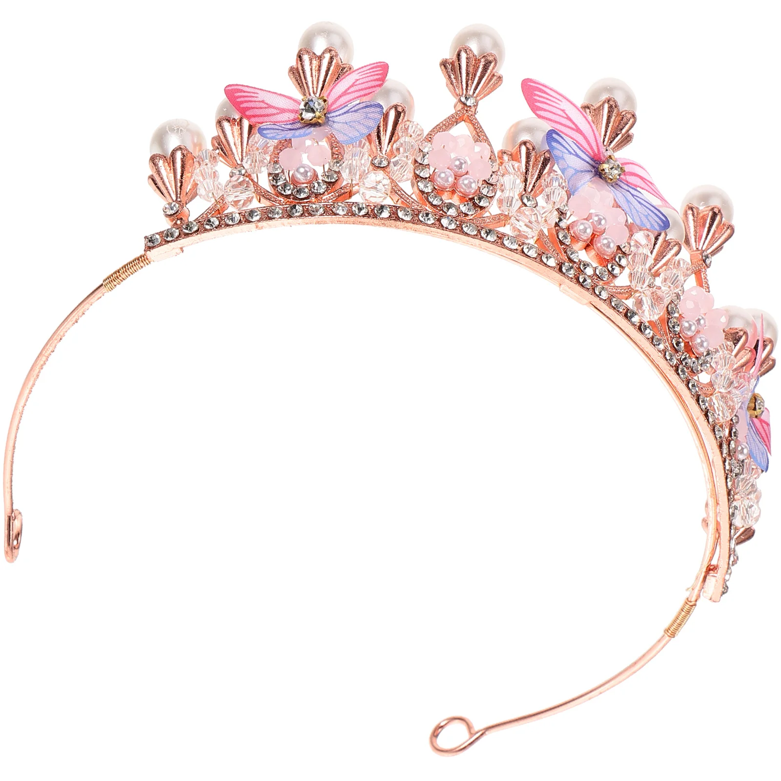 Diadema con corona de mariposa, diadema con diamantes de imitación para el pelo para niñas, aros creativos con diamantes de imitación