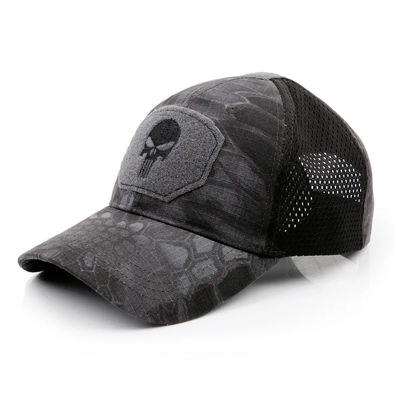 Summer Military Camouflage Skull Baseball Mesh Cap Adjustable Airsoft Tactical Hiking Casquette Hats For Men Women