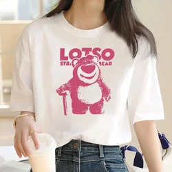 ディズニー-女性用ストロベリーベアTシャツ,カジュアルウェア,ストリートTシャツ,蓮のトップ,個性,ファッション,ブランド,シャツ