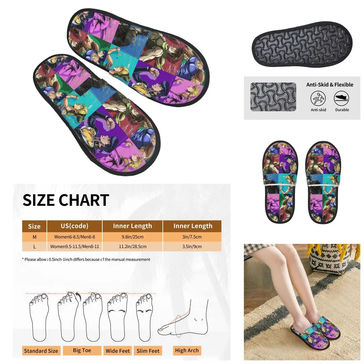 Jojo Bizarre Adventure Men Women Furry slippers,fashion Color printing special Home slippers,Neutral slippers pantoufle homme