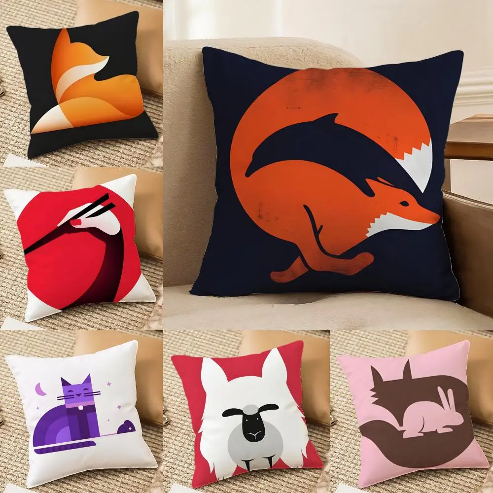 Twin Impression Color Pattern Cushion Cover Silky elegant Comfort Sofa Bed Invisible zipper Beach pillowcase