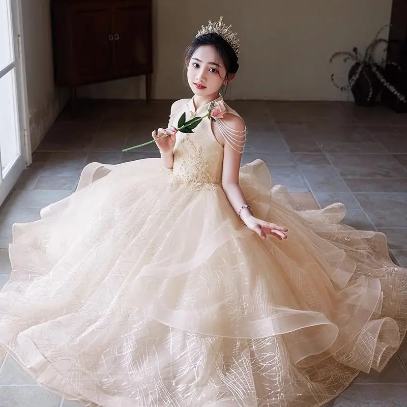 

Платья для девочек высокого класса, платья принцессы для девочек на день рождения, игры на фортепиано, пышные костюмы для выступлений