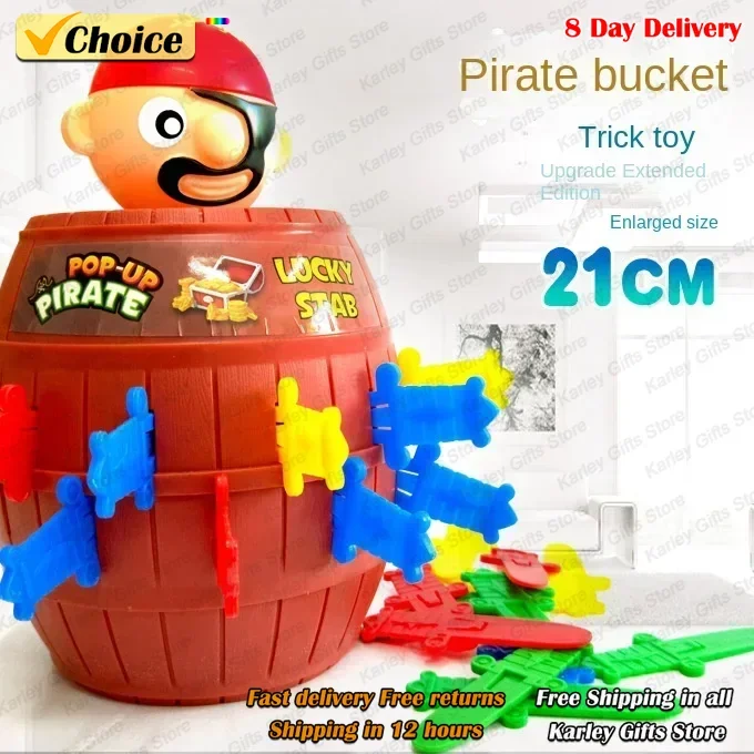 Big Knife Insertion Pirate Bucket Uncle Wooden Bucket Uncle Sword Insertion Creative Trick Table Game Pirates Bring 24 Swords