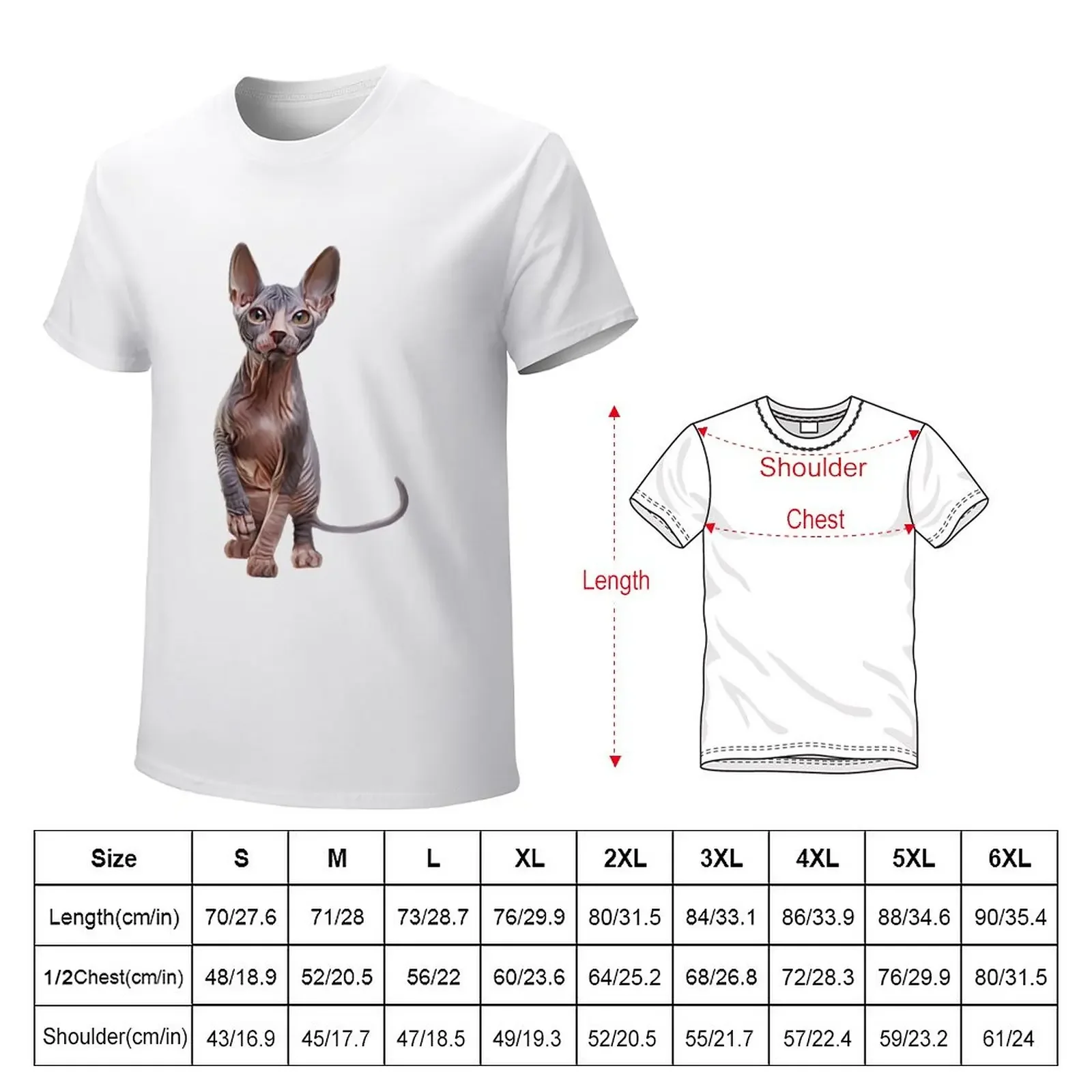 Drawing Sphynx kitten, hairless T-Shirt aesthetic clothes graphics heavyweight t shirts for men