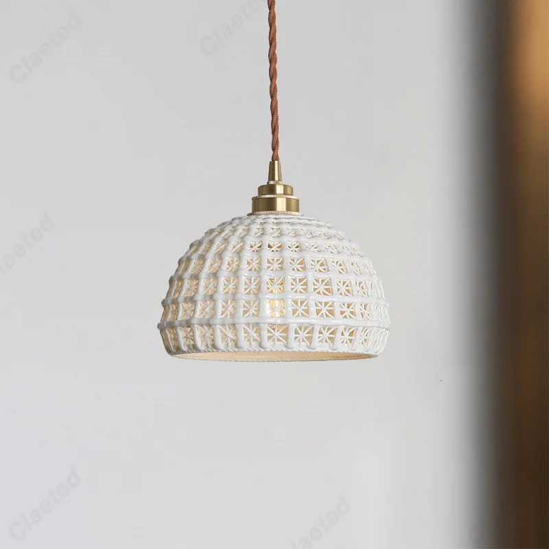 

European Modern Minimalist LED Brass Ceramic Chandelier Living Room Dining Room Corridor Bedroom Bedside Lighting E27