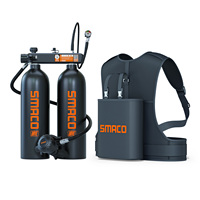 SMACO-Mini Scuba Tank Kit, 1.5 L, Dual Scuba Tank for 30-45 Minutes of Use, Portable, Oxygen Cylinder, Diving