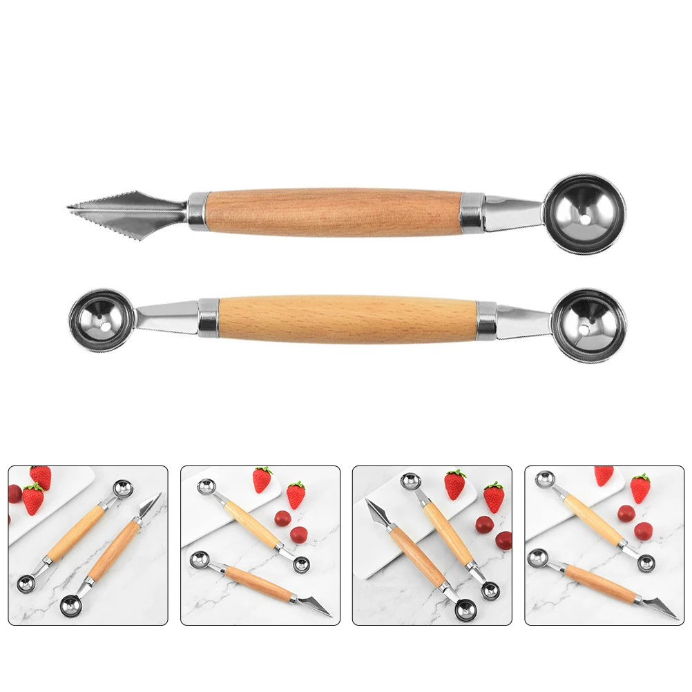 

2pcs Multi-Function Scoopers Stainless Melon Household Convenient Fruit Spoons Compact Smooth Surface Easy Clean