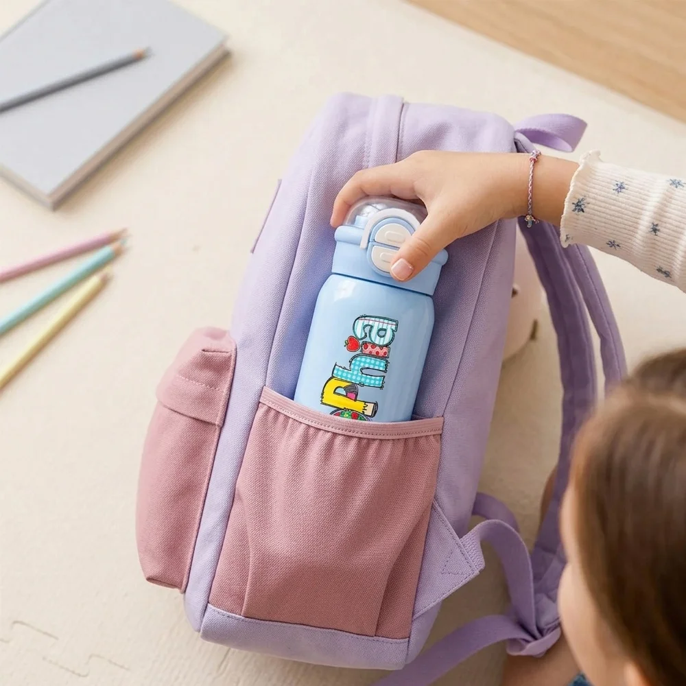 Custom Name Kids Insulated Water Bottle, Straw Type Stainless Steel Drinking Cup,Personalized Back‑to‑School Gift for Boys Girls view 3