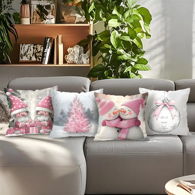 Christmas Snowman Dwarf Cushion Pillowcase Printed Polyester 45x45cm Throw Pillowcover Decorative Sofa Cushion Pillowslip Decor