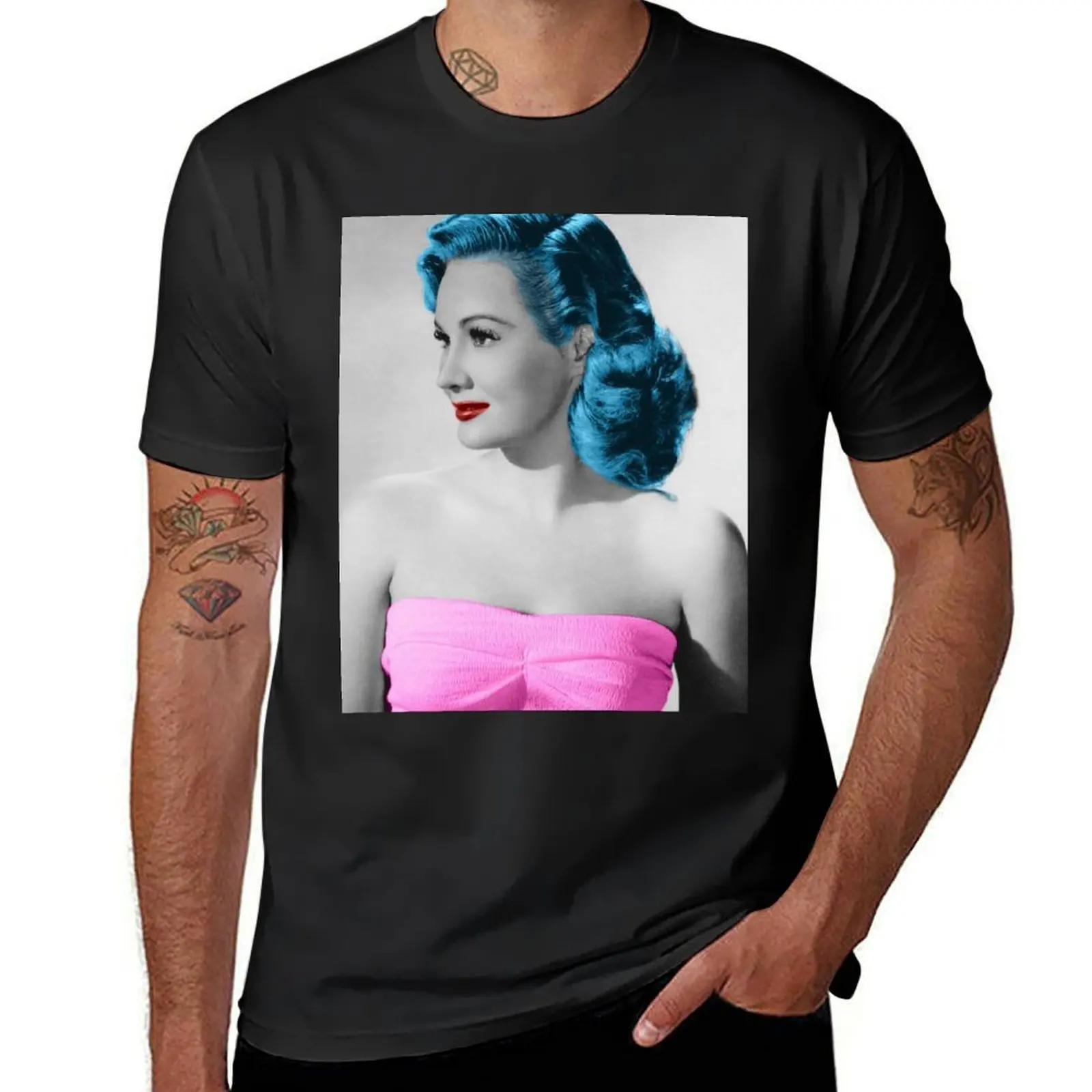 Virginia Mayo with pink dress T-Shirt Short sleeve tee korean fashion vintage clothes tees mens plain t shirts