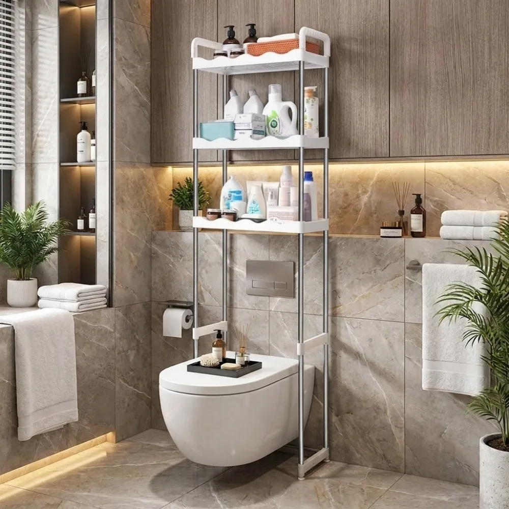 2/3 Tier Bathroom Storage Rack Removable Large Capacity Over The Toilet Shelf Stainless Steel Water Resistant