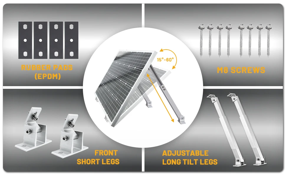CP-SETUNO 26in Adjustable Solar Panel Tilt Mount Brackets Support up to 100W-500 Watt Solar Panel for Any Flat Surface, Roof, RV