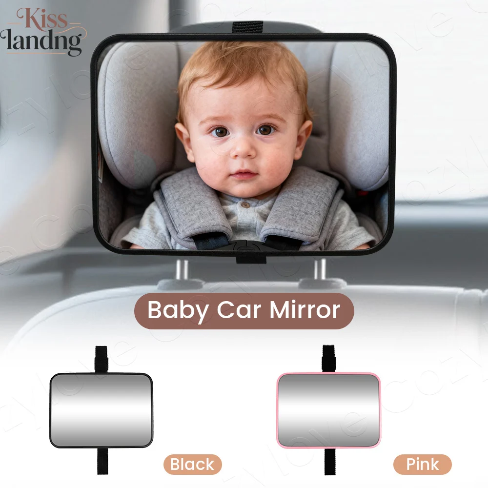 مرآة سيارة للأطفال مقاومة للكسر - مرآة مراقبة خلفية بزاوية واسعة مع أحزمة قابلة للتعديل، تصميم محدب للأمان