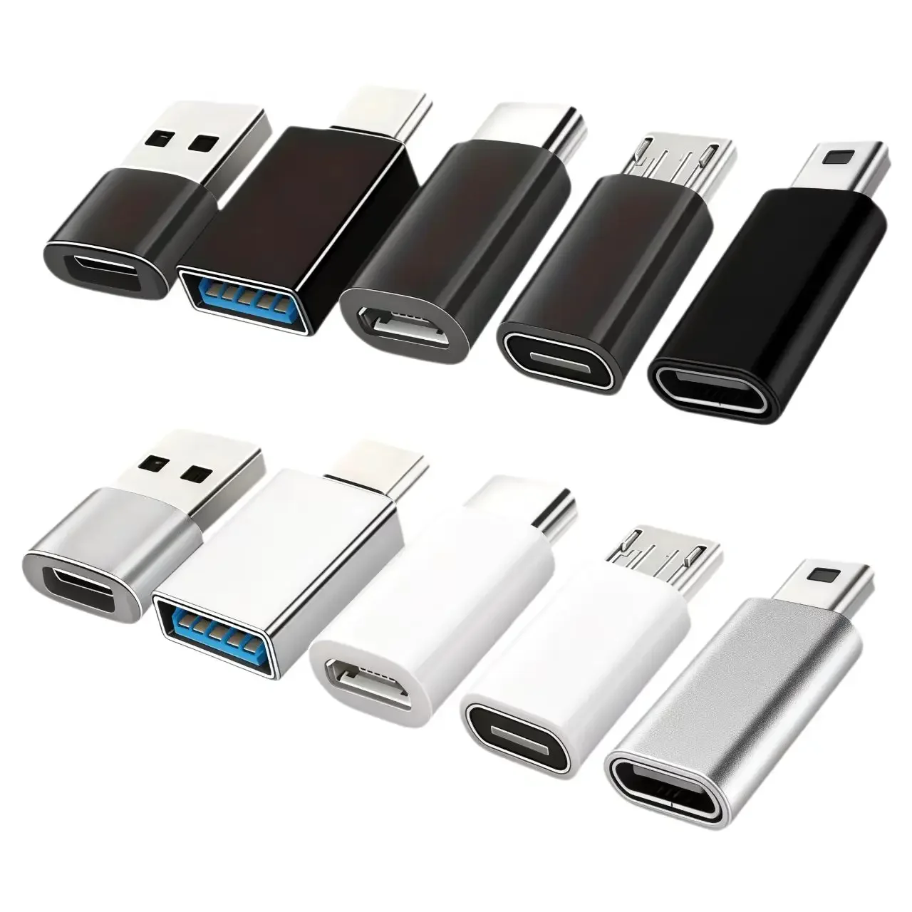Kit Adaptador USB para USB-C, USB-C para USB 3.0 OTG, Micro USB para USB-C - Mini para Tipo-C para Samsung Galaxy, Smnes, Laptops