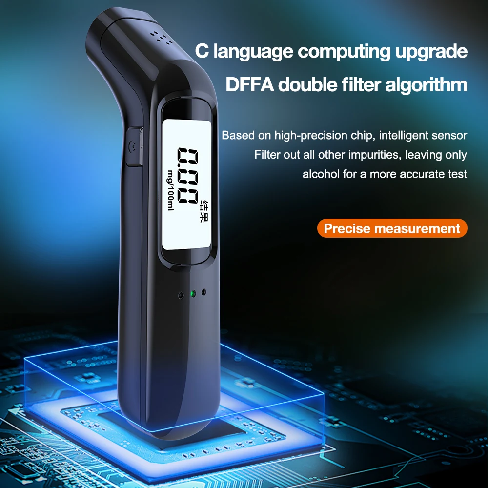 Non-Contact Alcohol Tester LCD Alcohol Breath Detector Portable Breathalyzer Police Alcohol Checker Drunk Driving Testing Tool