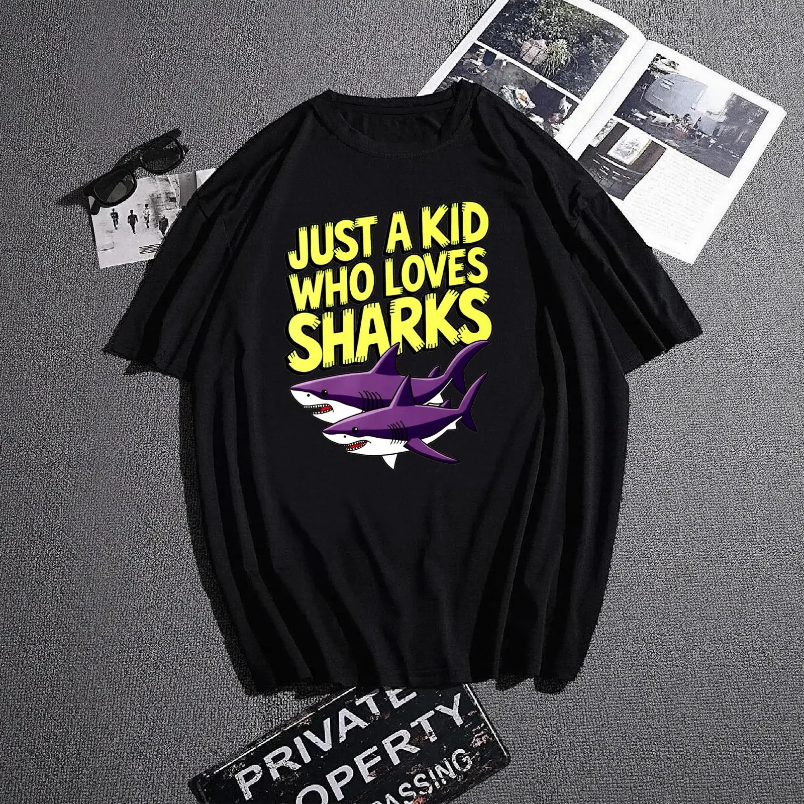 Just a Kid Who Loves Sharks T Shirt Interesting and adorable shark Ocean Animal Lover The Conservancy vintage Washed streetwear