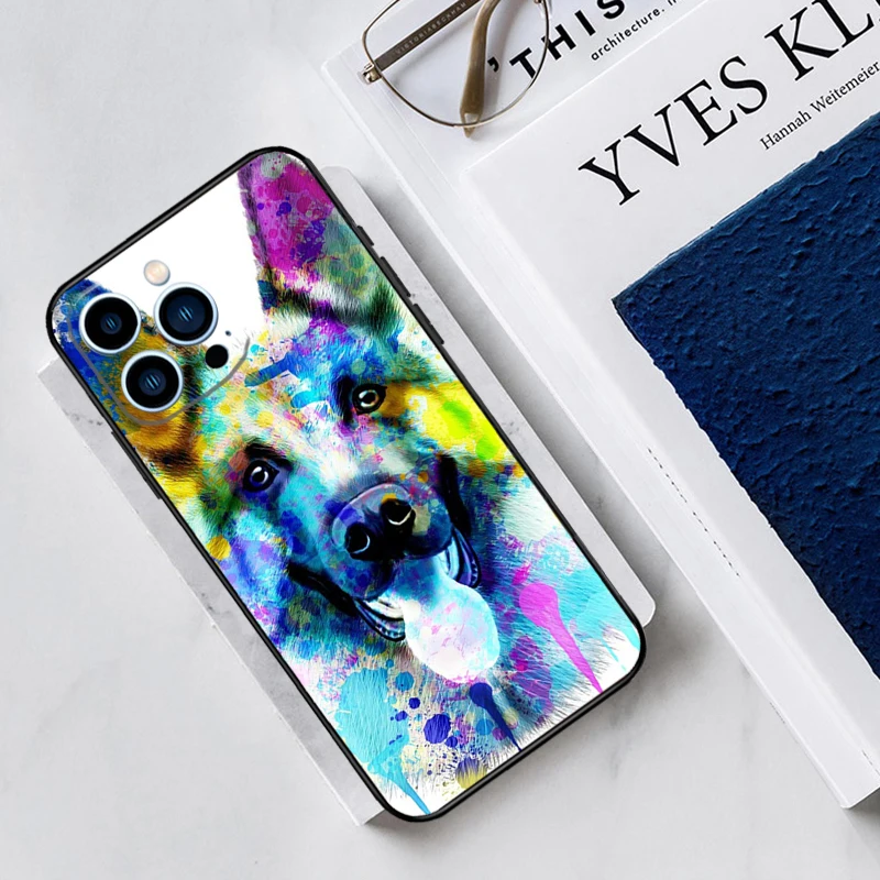 Cartoon German Shepherd Dog Phone Case For iPhone 13 11 12 14 15 16 Pro Max 7 8 Plus X XS XR 12 13 Mini Bumper Cover