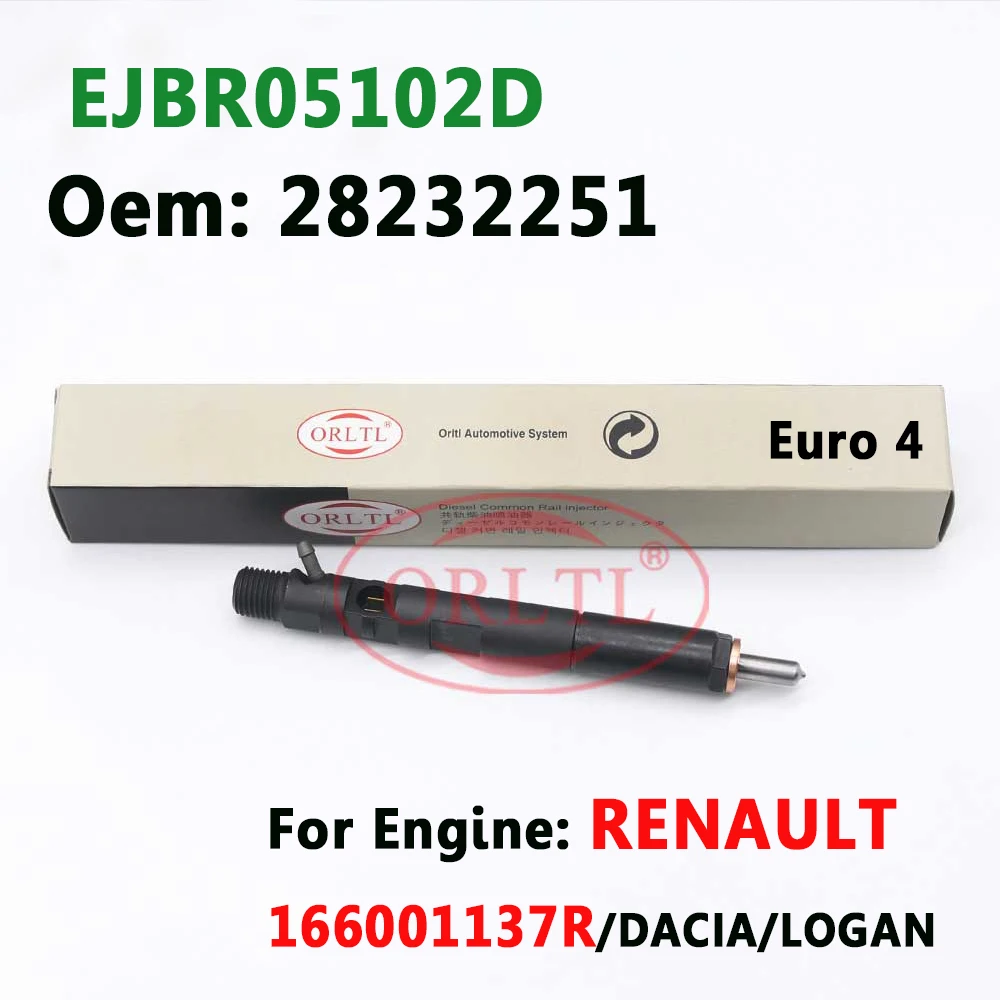 

EJBR05102D Common Rail Injector Euro 4 28232251 Diesel Inyector Nozzle 166001137R Sprayer For RENAULT DACIA LOGAN