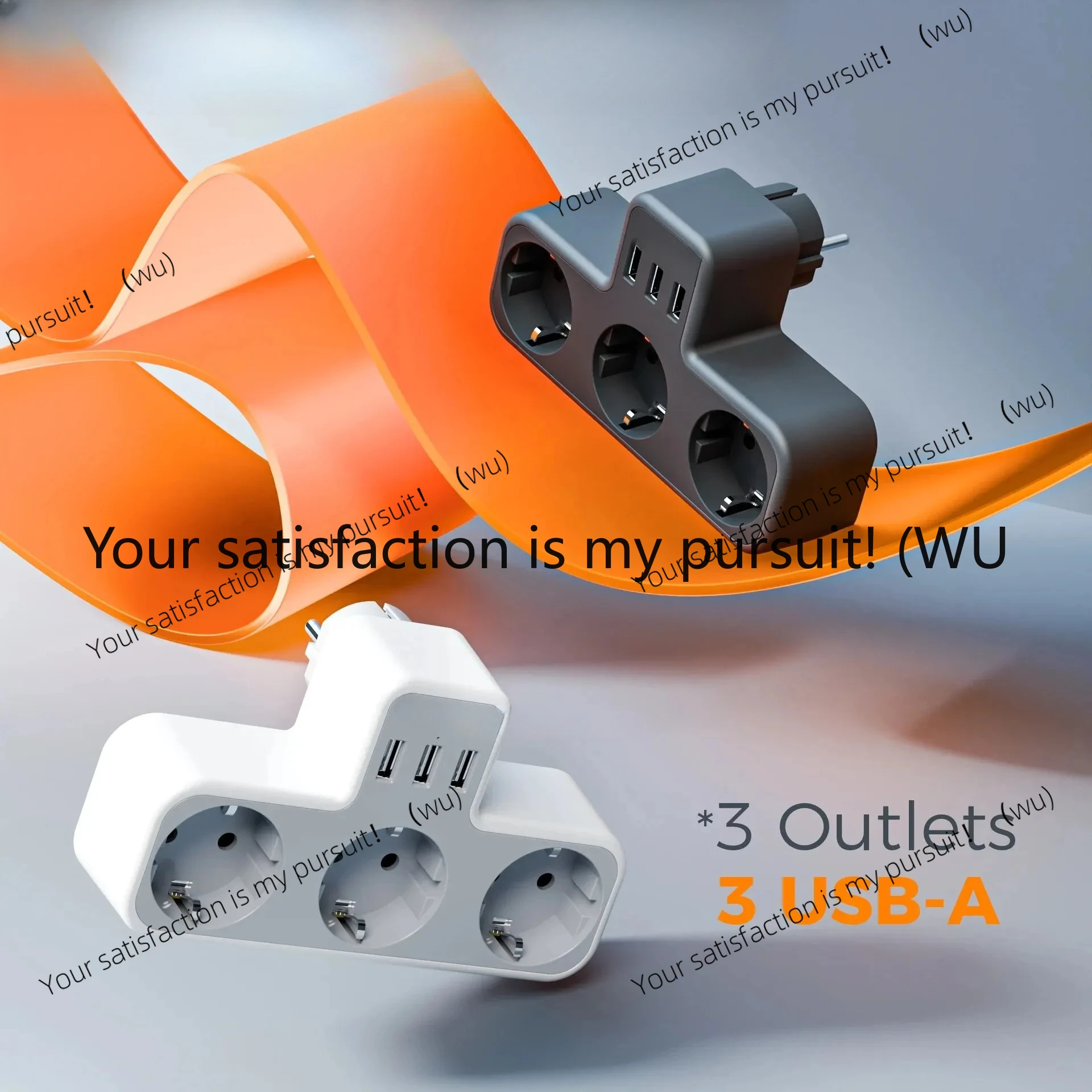 Plug Power Strip with 3 AC Outlets +3 USB Ports, 6 In 1 Wall Charger Power Socket Adapter Overload Protection for Home