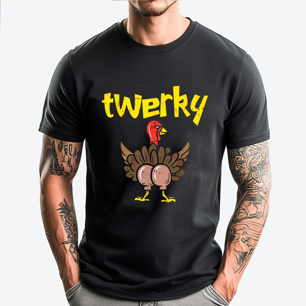 Twerky Turkey Butt Funny Thanksgiving Twerk Dance Pun Gift XS Graphic T Shirts Moderate elasticity Streetwear