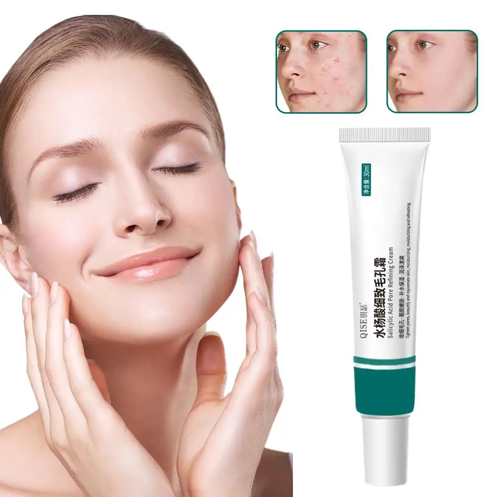 Crema reductora de poros con ácido salicílico, suero de Control cosmético coreano, reparador de estiramiento facial, Aceite hidratante para la piel, P0y3