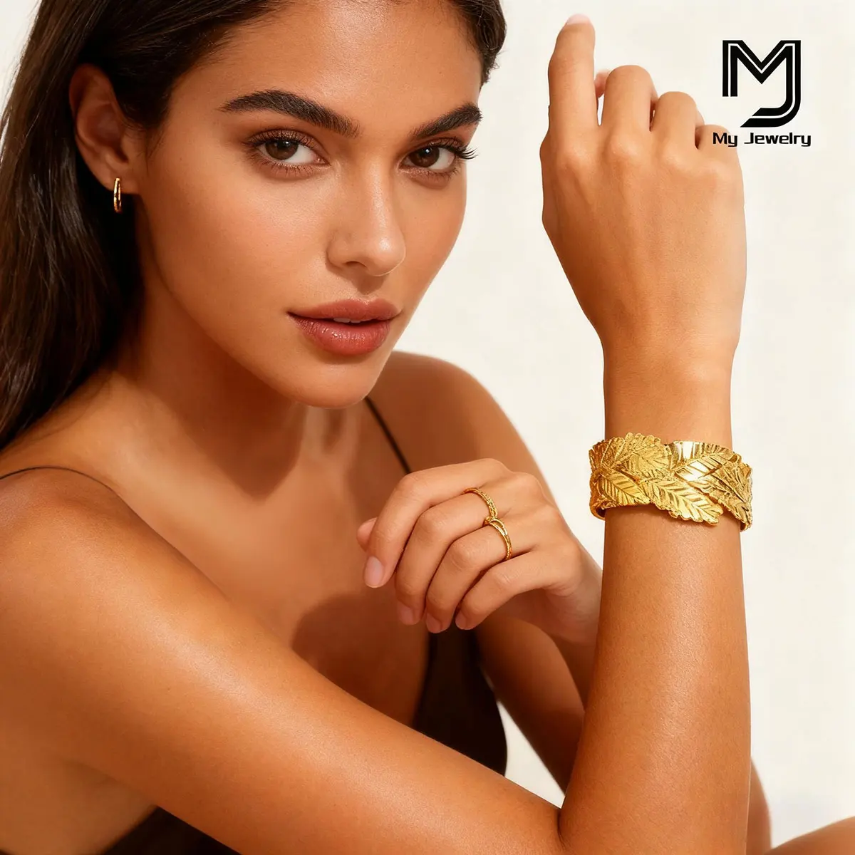 

Dubai Elegant and Exaggerated Women's Bracelet with Ring, Large Flower, 24K Gold-Plated, Party Wedding Gift, Suitable for Giving to Girlfriend