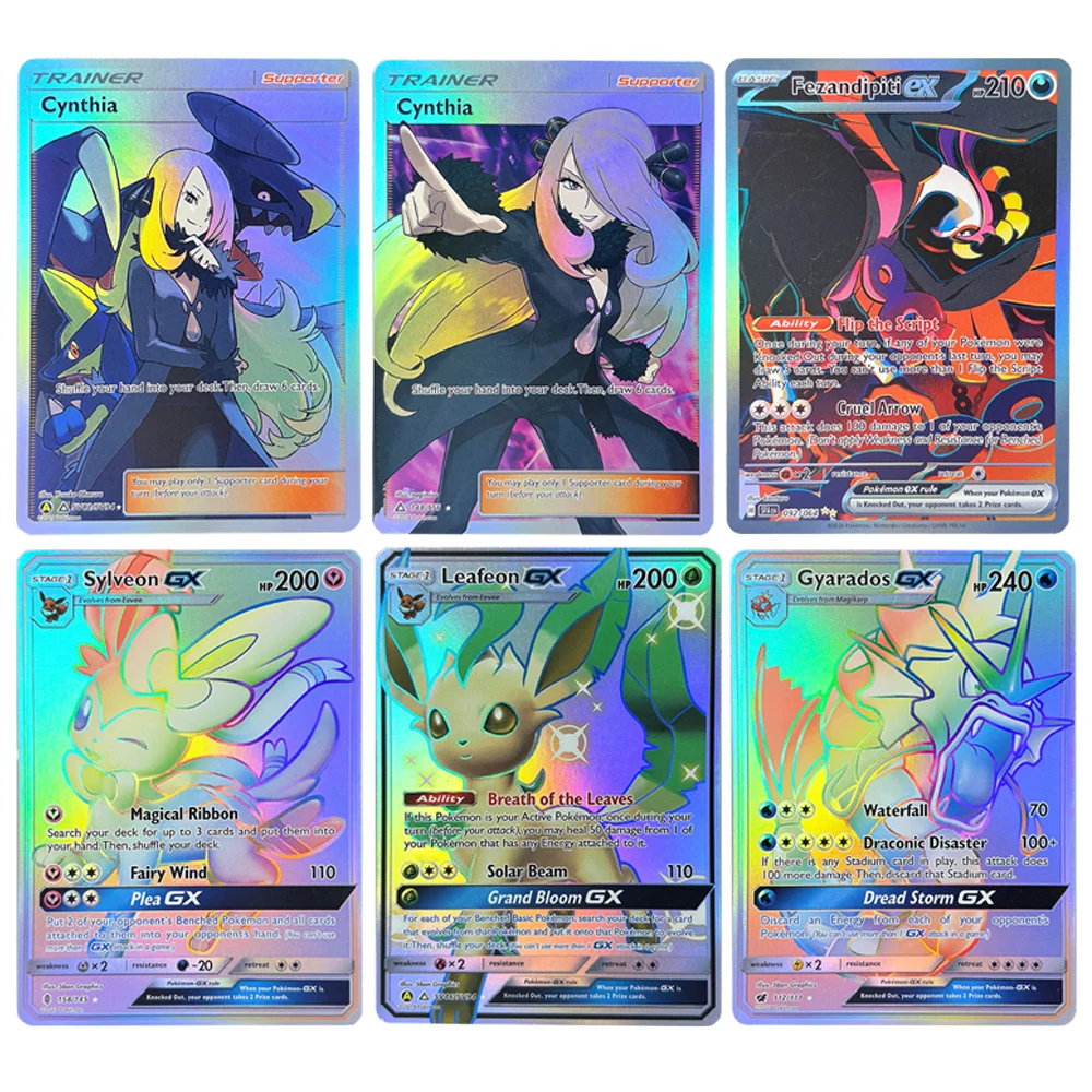 

PKM Cards Holographic Sylveon GX Cynthin Gyarados GX Fezandipiti EX Hobbies Rare Collection Battle Cards Collection Proxy Cards