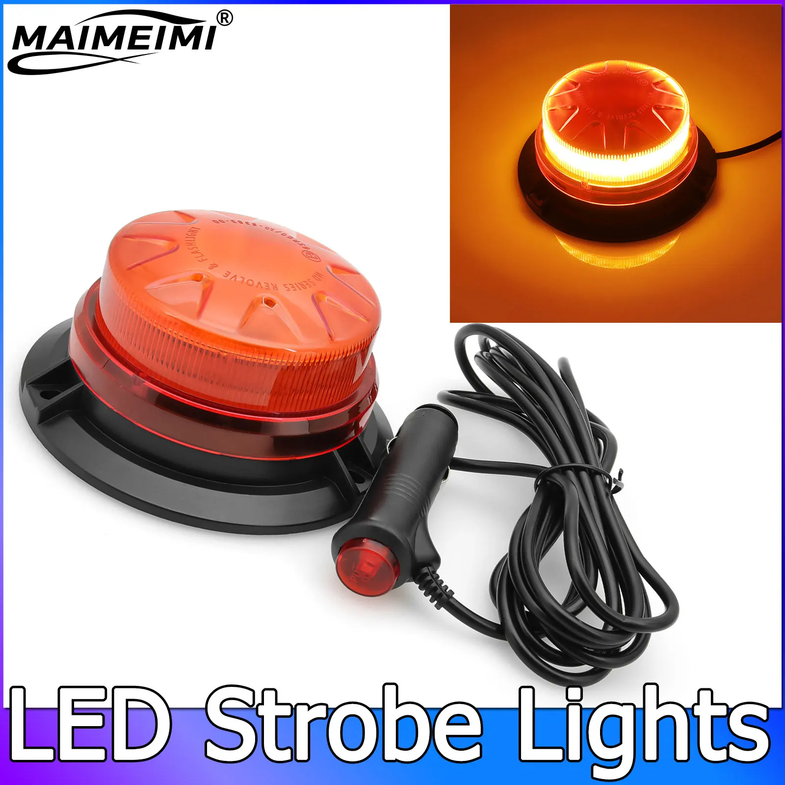 1pc Magnetic Flashing Yellow Lamp Safety Alert Light for Outdoor Camping Road Safety Light Waterproof LED Warning Beacon