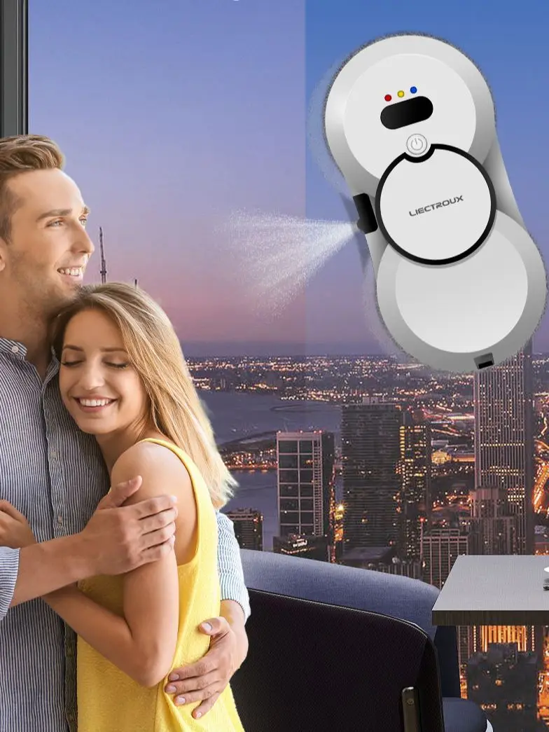 Robotraamreiniger Liectroux HCR-10, ultradunne raamreinigingsrobot met ultrasone waternevel, robot stofzuiger voor ramen, ruitenwisser voor thuis, droog en nat dweilen, AI-route, afstandsbediening - afbeelding 2