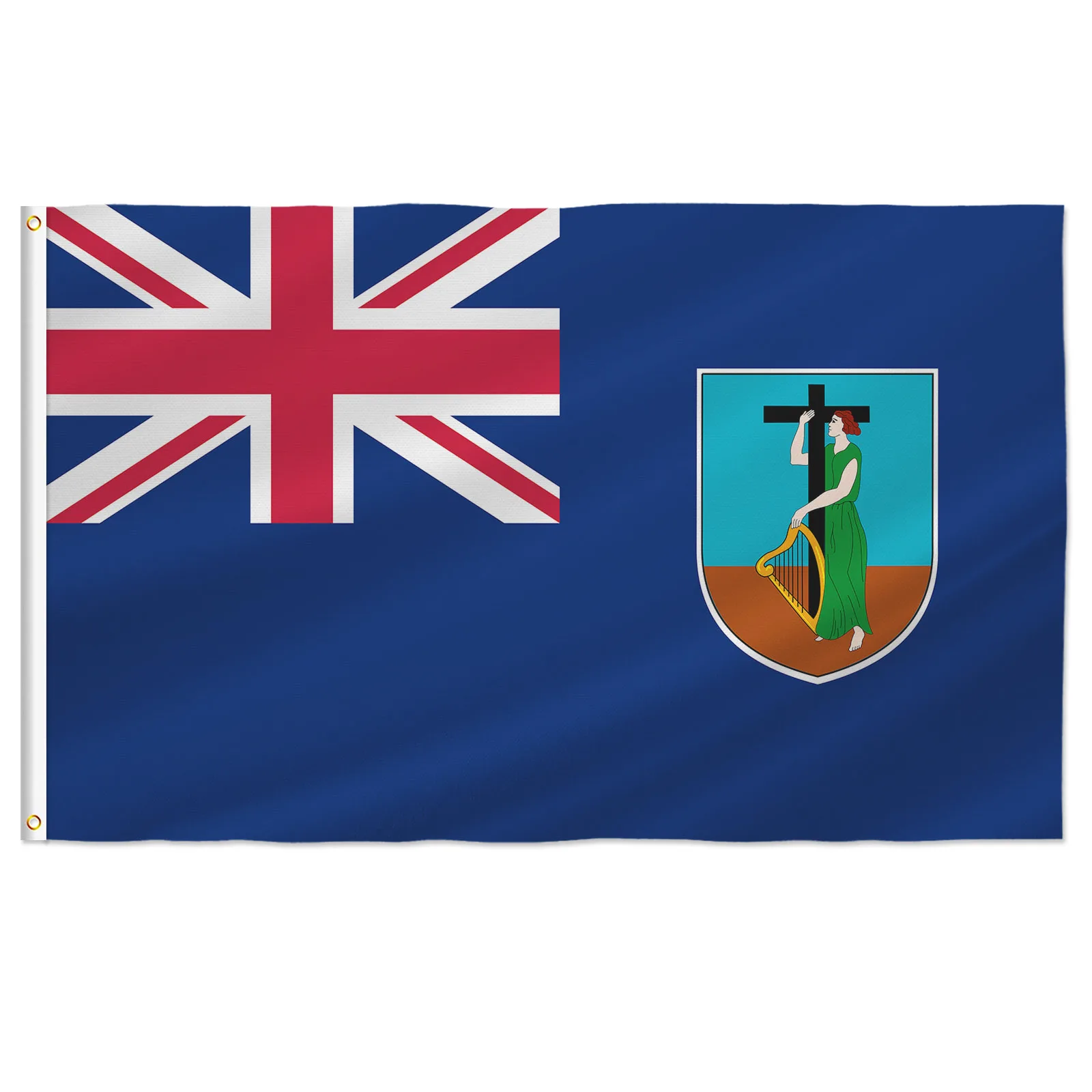 PTEROSAUR Montserrat Flag 60x90cm 90x150cm, British Montserrat National Flag with Brass Grommets for Indoor Outdoor Decor Banner