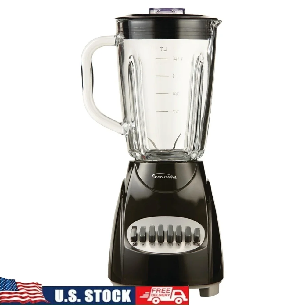 

12-Speed Pulse Countertop Blender with Glass Jar 350W Stainless Steel Blades Nonskid Base Easy Cord Storage Perfect Smoothies