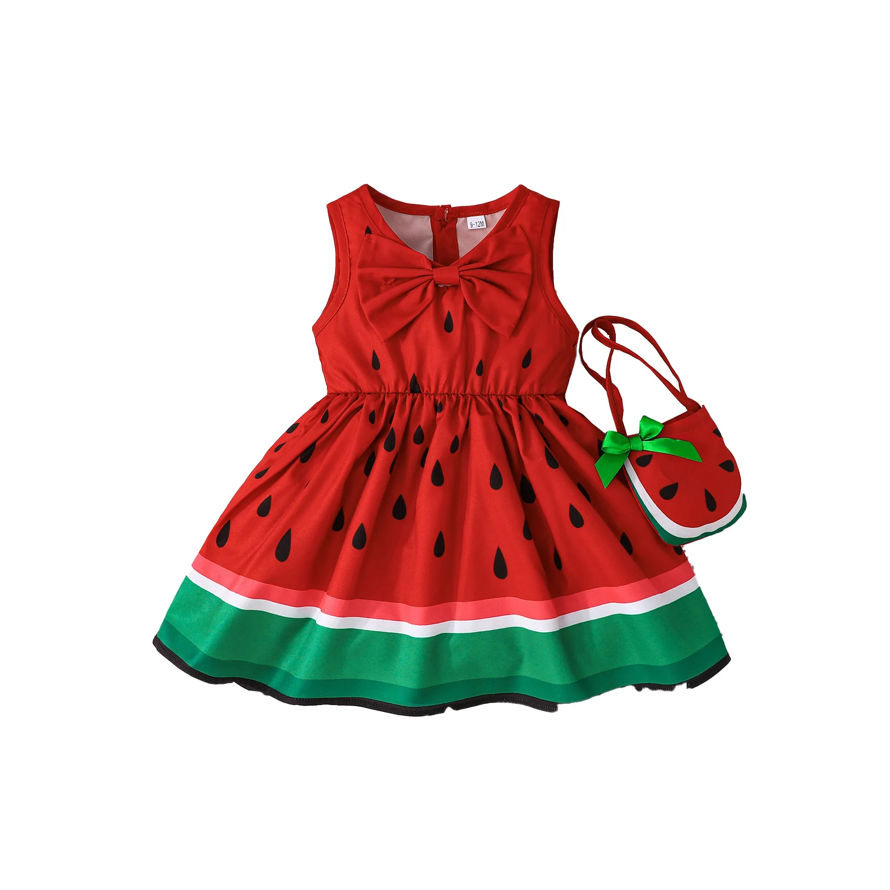 Cute Sleeveless Summer Dress for Little Girls Watermelon Print Kids Casual Clothes Toddler Girls Fashion Ready to Ship
