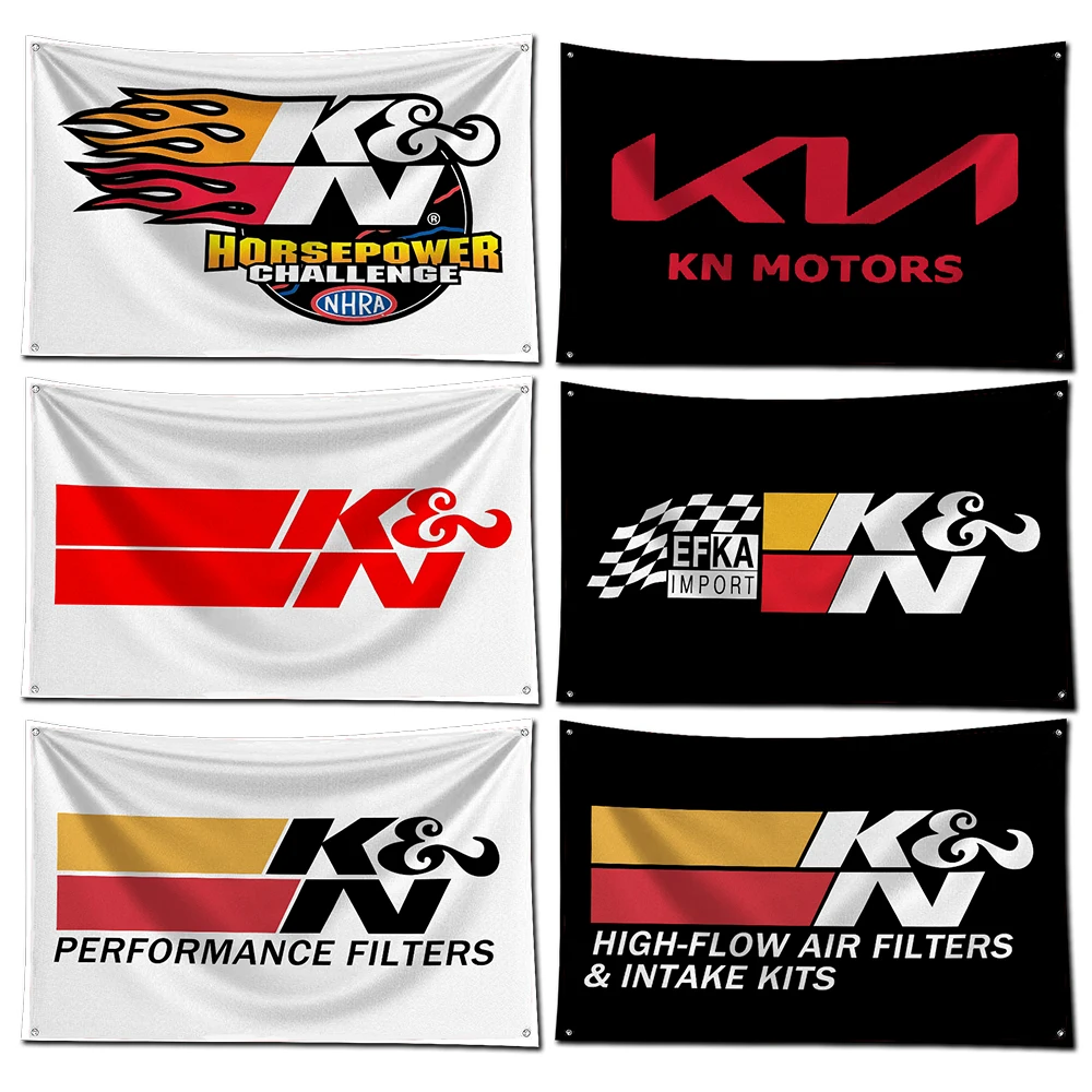 

3x5 Ft K&Ns Car Flag Polyester Digital Printing Banner for Garage Wall Art Out Door Decoration With Brass Grommets