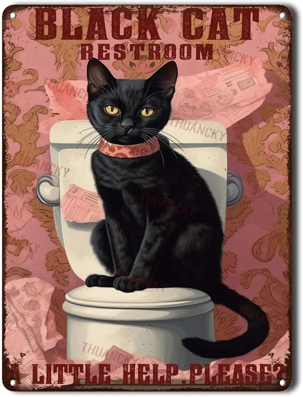 Retro Tin Sign Black Restroom Tin Sign Vintage Art Wall Decor Sign Yard Indoor Outdoor Decor 6inch-aluminum