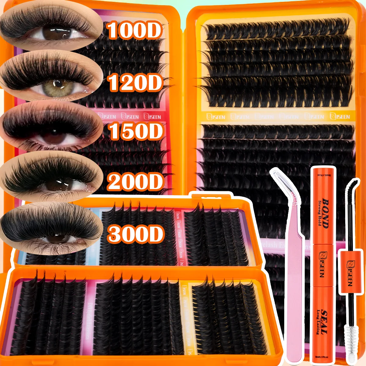 Individual Lash Extensions Kit Wispy Eyelash Clusters Mix Styles Thick D Curl Lashes Clusters DIY Use Reuseable