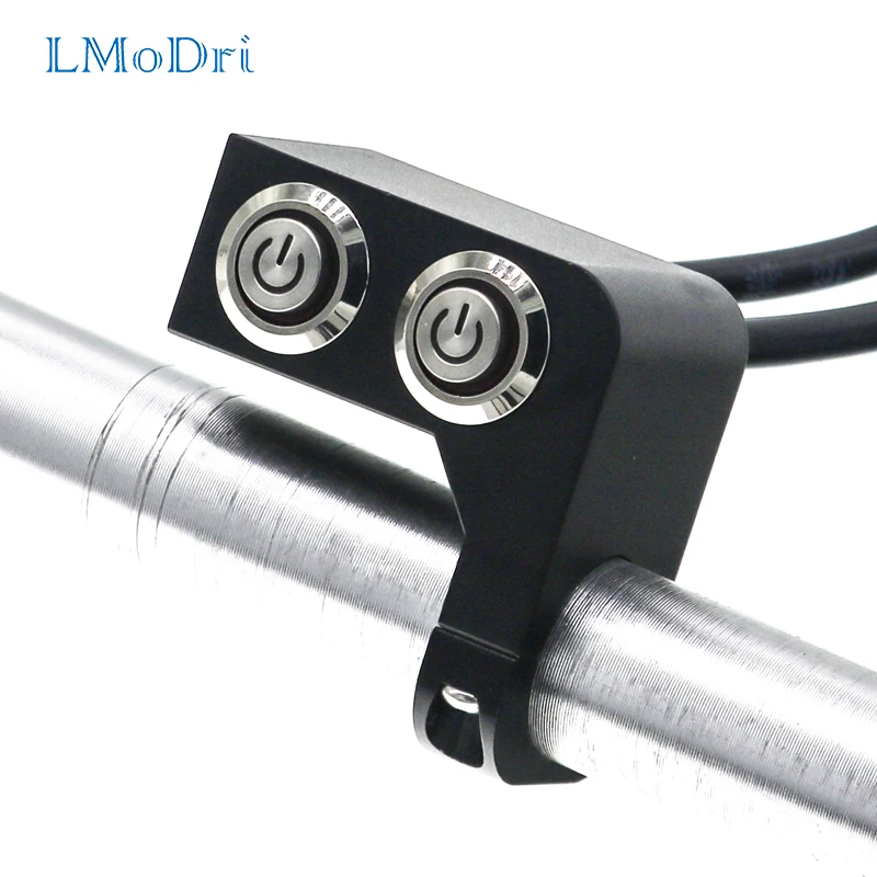 LMoDri Motorcycle Handlebar Control Button Double Switch Electrical Aluminum Alloy Waterproof Motorcycle Circuit Switch Control