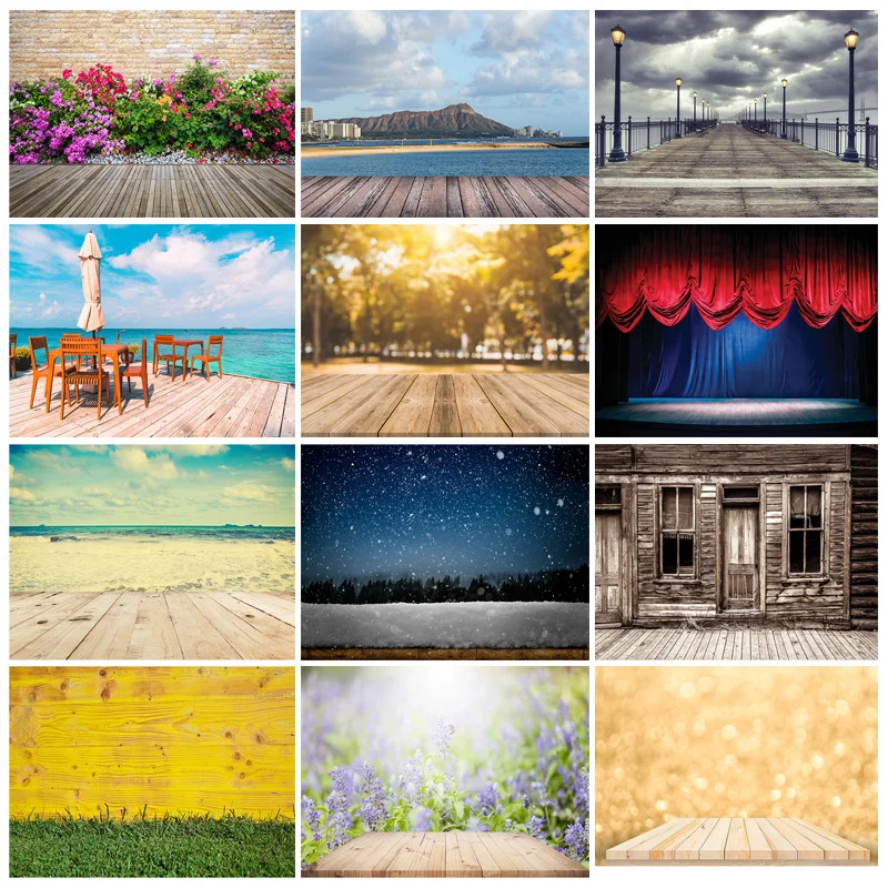 

Vinyl Custom Photo Backdrops Bokeh Scenery Flower Wood Board Floor Photography Background for Photo Studio 210319CMA-04