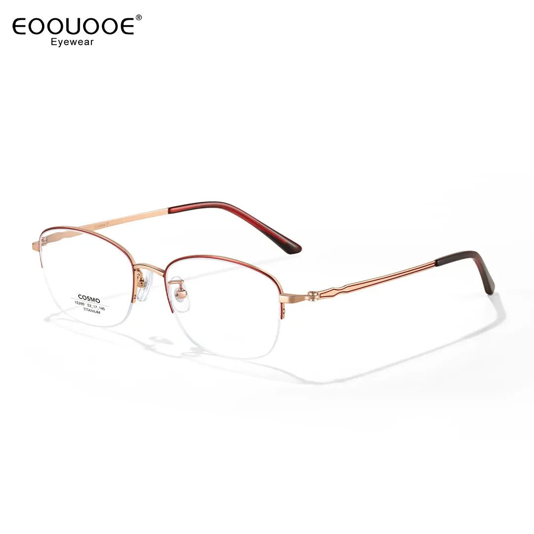 

Women Glasses Frame Half Design Pure Titanium Eyeglasse Vacuum Plating Myopia Hyperopia Eyewear Prescription Spectacle 7g Optics