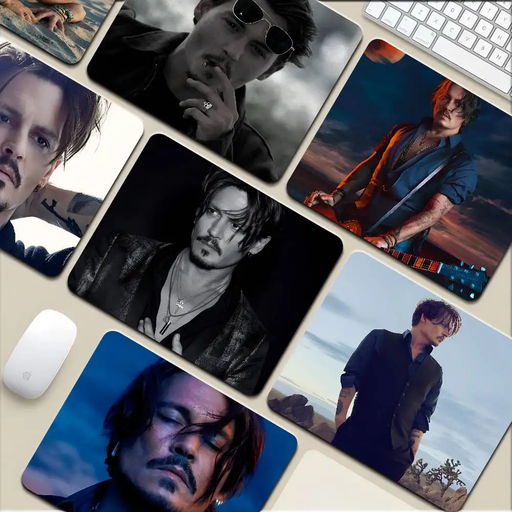 J-Johnny DeppS Mousepad Small LockEdge Mouse Pad For Gamers Computer Desk Pad Rectangular Anti-slip Rubber