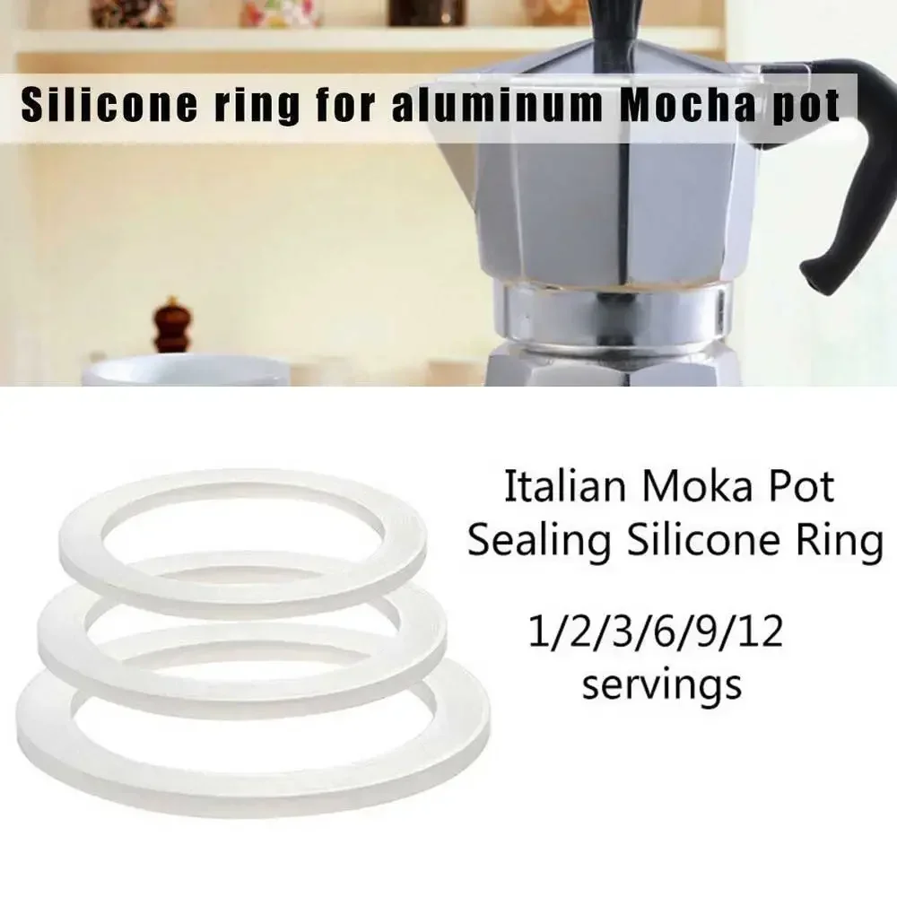 Home Moka Express Seal Replacement White 1/2/3/6/9/12 Cup 39/42/50/54/63/73mm Coffee Pot Accessories Moka Pot Silicone 1 Pcs