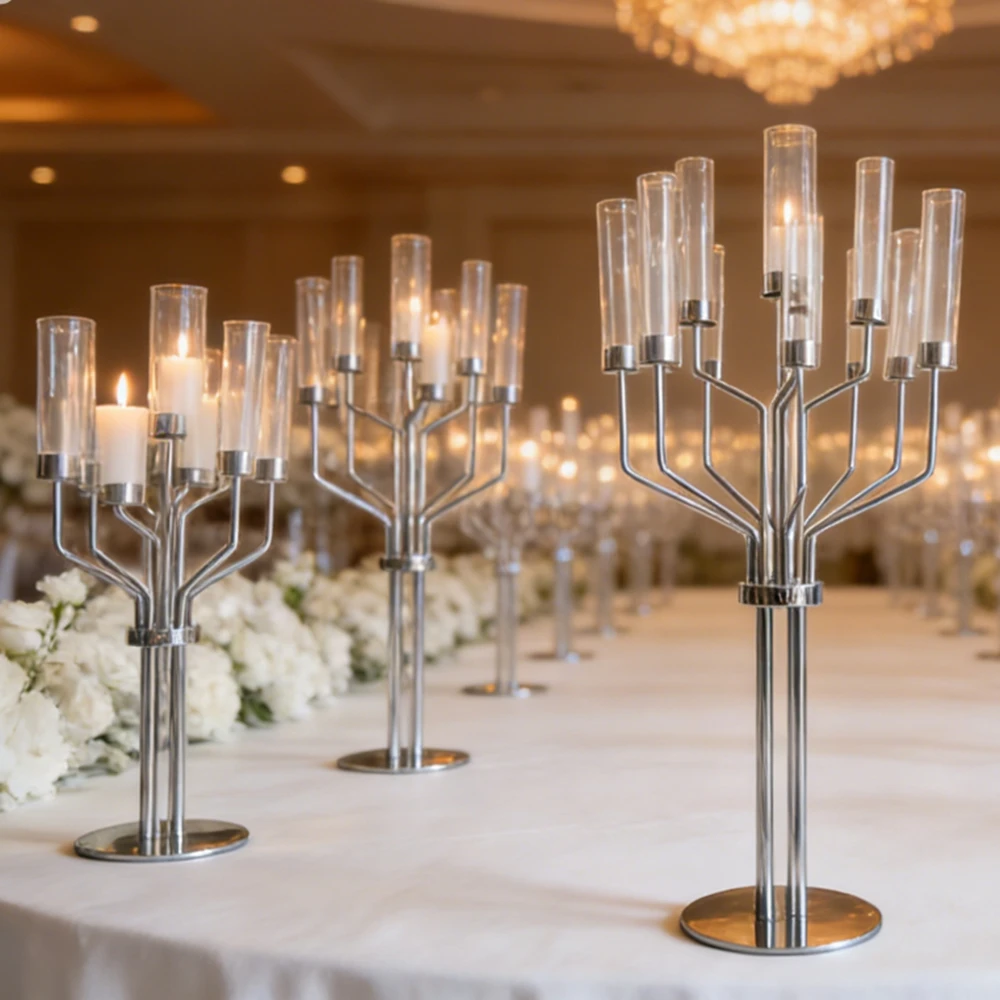 

6pcs Wedding Centerpieces Metal Gold Silver Flower Vases Stand Wedding Decor sliver Table Centerpieces for Wedding Party Decor