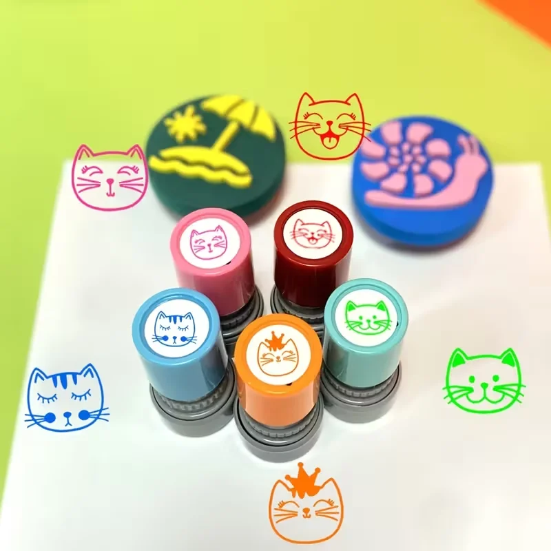 5 colorful cat stamps! Perfect as teaching props for teachers, offering diverse positive feedback with unique designs kid gifts