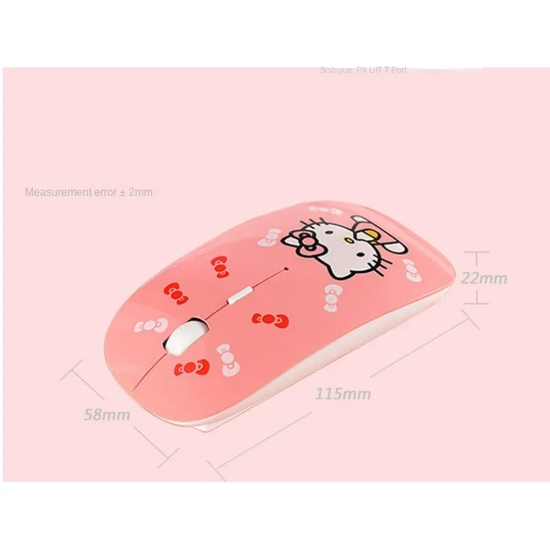 Sanrio Hello Kitty Wireless Mouse 2.4G Bluetooth Kawaii Ultra-thin Silent Gaming Mouse for IPad Computer Laptop PC Girl Kid Gift