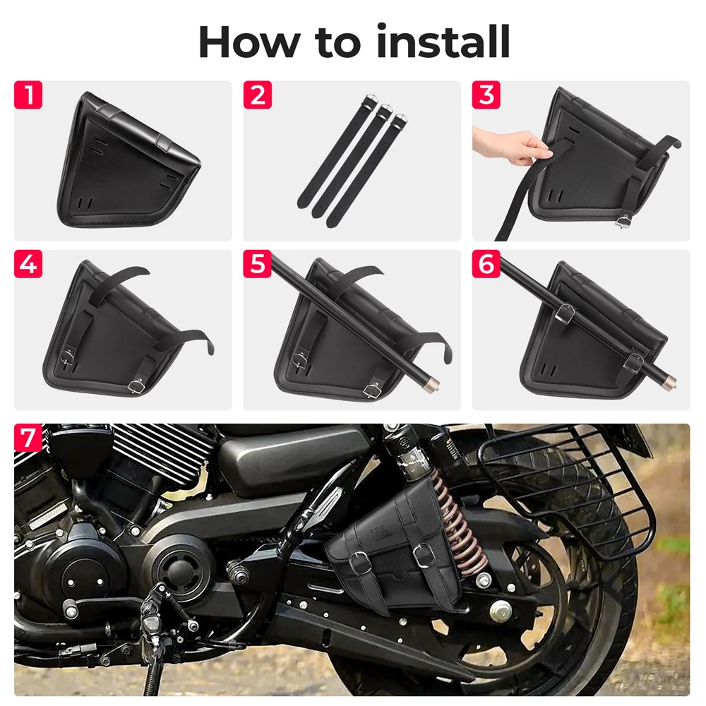 Bolsa para selim de motocicleta, bolsa para braço oscilante, à prova d'água, armazenamento de ferramentas laterais para motocicleta, domínio para rua 750, sportster iron 883