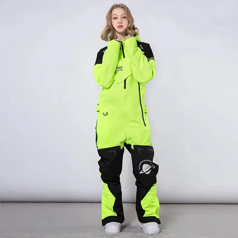 Winter 2025 New One Piece Snowsuit Women Outdoor Snowboard Men Overall Warm Windproof Waterproof Ski Jumpsuit Mountain Clothes