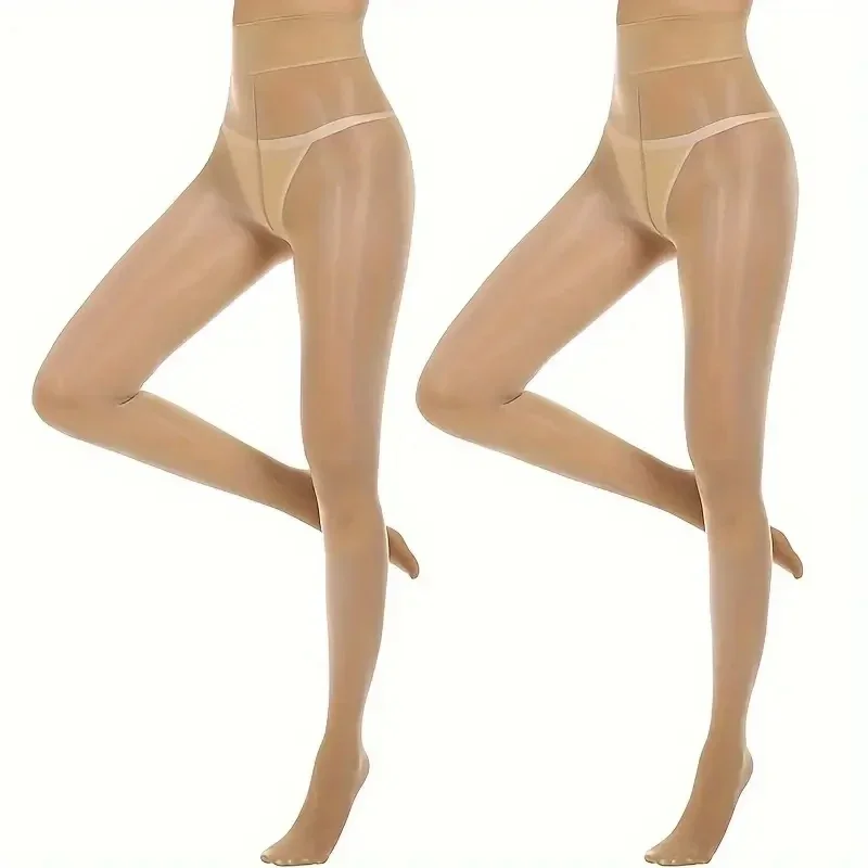 2 пары женских блестящих колготок, блестящие масляные колготки, блестящие моделирующие тело, супер блестящие прозрачные колготки с высокой талией