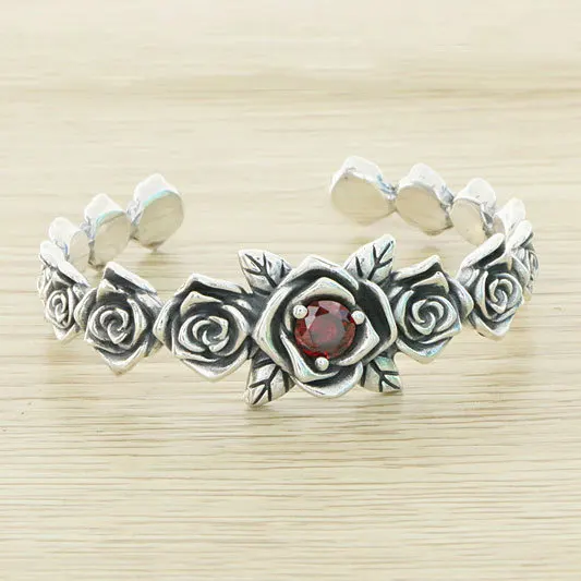 925 sterling silver retro rose high-end feel bracelet for women in Instagram niche design, light luxury, exquisite and personali