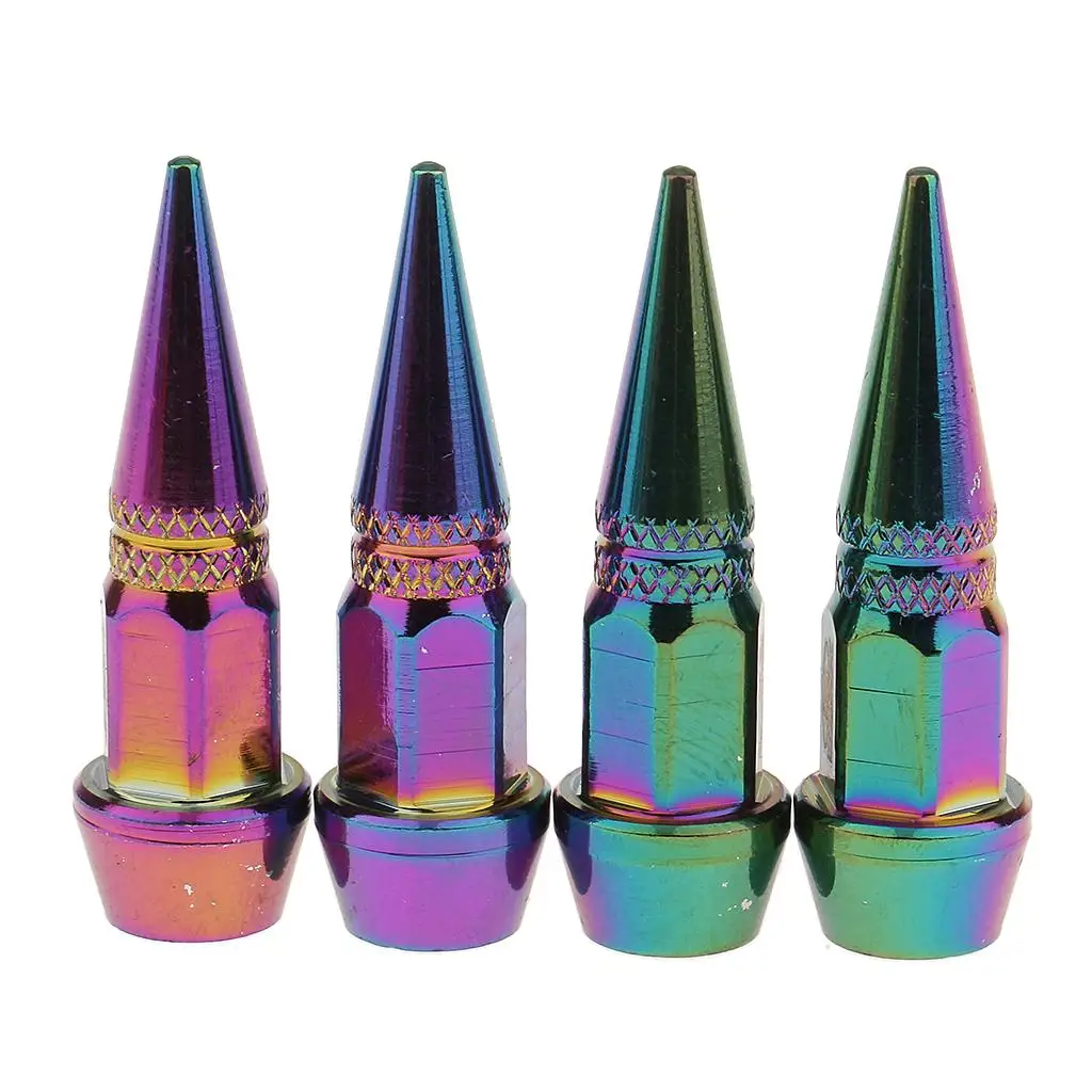 4x Universal Spiked Tire Valve Stems Cap for Car Motorbike Repair Multicolor