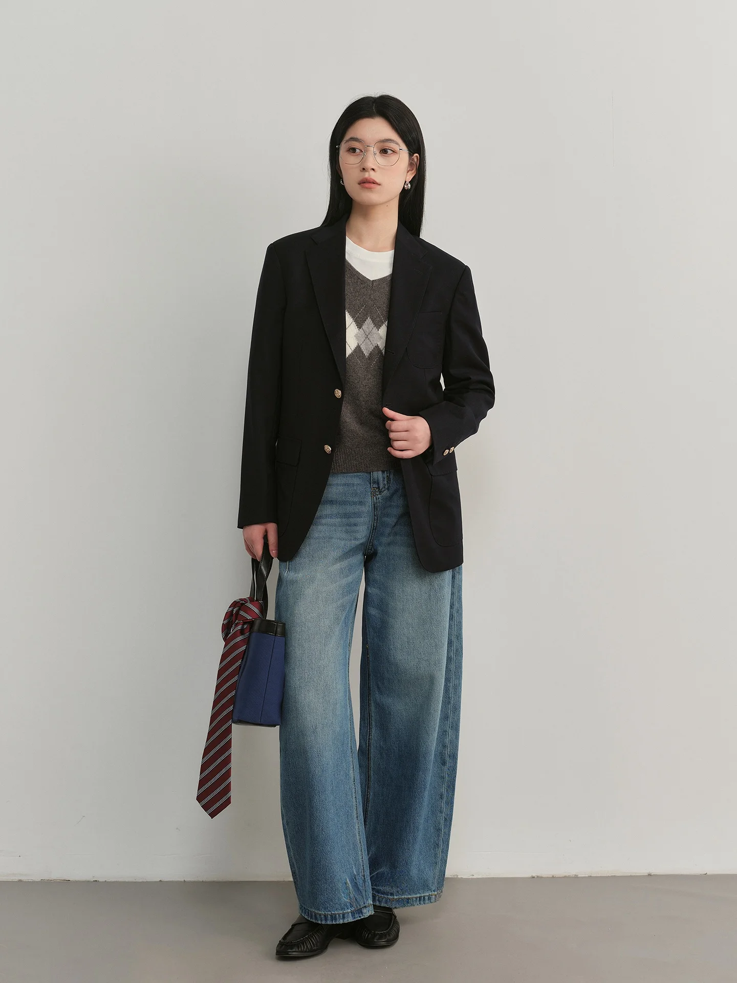 

Gansen 00 Wool Ele Sle Profional Suit Jaet Metal Bule Long Sve Women's Interview Formal Western Wear